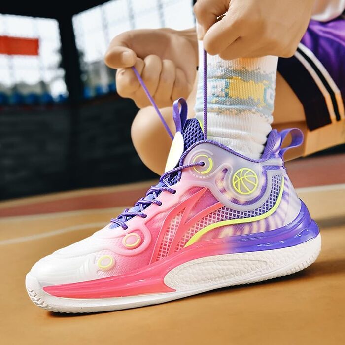 Кросівки баскетбольні для жінок та чоловіків, дихаючі, модні, спортивні, зручні, легкі, з антиковзаючою підошвою, розмір 37.5/38.5 EU, колір Рожевий