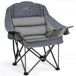 Великий складаний стілець для кемпінгу RELAX FIELD, сірий, до 227 кг, з підлокітниками
