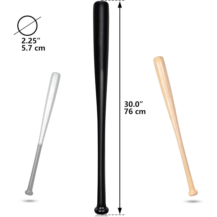 Біта для бейсболу Redfield з масиву дерева (76 см) - екологічна, чорна або натуральна