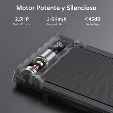 Бігова доріжка TheNeat 2 в 1 для дому та офісу, тиха 2,5HP, 1-6 км/год, портативна з пультом і LED-дисплеєм, чорна