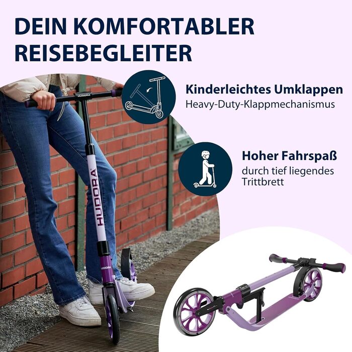 Самокат HUDORA BigWheel 205 Advanced алюмінієвий, до 100 кг, складаний, для дітей, підлітків і дорослих