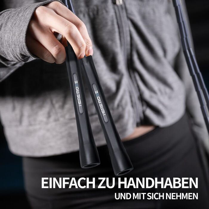 Стрибкове канат Hererope з перлами, регульований, для дорослих та дітей, 3 м, з міцними ручками та безпечними перлами для фітнесу, чорний