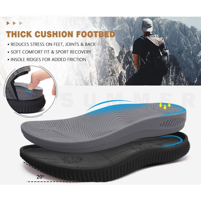 Чоловічі сандалі KuaiLu для трекінгу та відпочинку, ортопедичні, сірі, розмір 45 EU