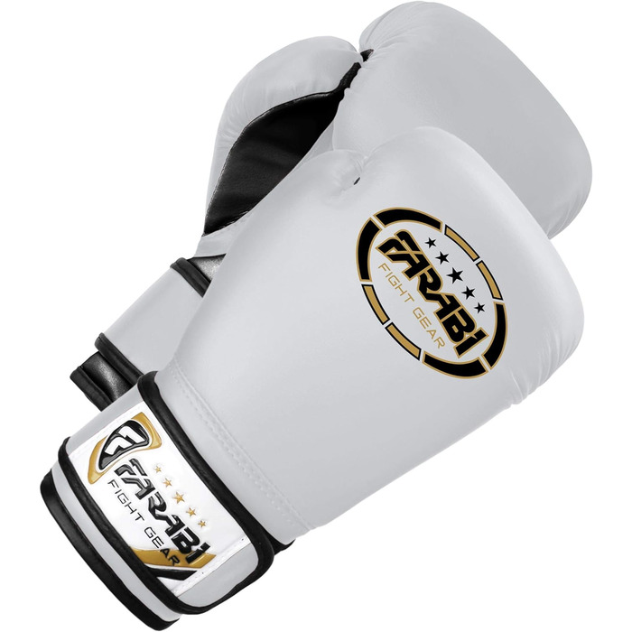 Дитячі боксерські рукавички Farabi Sports 6oz/8oz - білі для боксу, ММА, муай-тай, кікбоксингу та спарингу