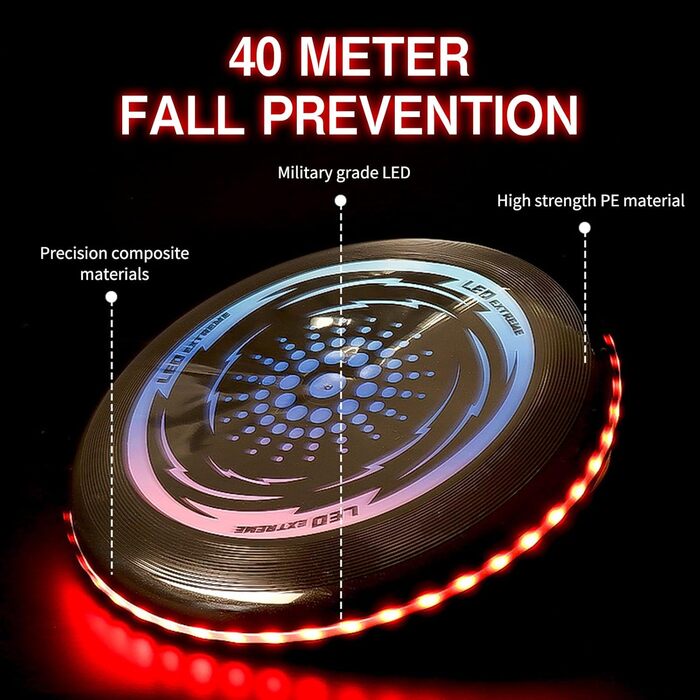 Фрісбі світне LED Ultimate Frisbee для дітей та дорослих, м'який диск з 49 LED-ліхтариками, блакитний