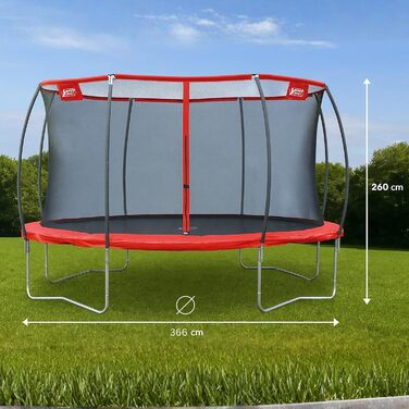 Батут спортивний Superstar 2.0 I Трамплін для саду I Якісний та великий з сіткою безпеки I Ø 366 см I Макс. вага користувача 150 кг I Для дітей