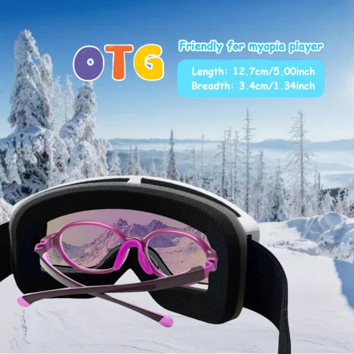 Набір лижних масок EXP VISION для батьків та дітей, антифог, 100% UV захист, OTG, рожевий колір, сноуборд- та лижна маска для чоловіків, жінок, підлітків і дітей