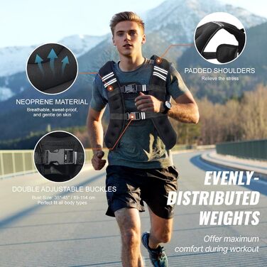 Вагова жилетка VEVOR 5.4 кг з світловідбиваючими смугами, регульована пряжка, для чоловіків та жінок, для силових тренувань, бігу, фітнесу, схуднення