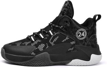 Дитячі баскетбольні кросівки Kinder: спортивне взуття для хлопчиків та дівчаток, унісекс. Чорний колір, антиковзаюча підошва, високий верх. Розмір 39 EU