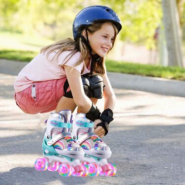 Роликові ковзани Sumeber для дітей з підсвічуванням, зручні та дихаючі, Quad Skates для дівчаток (Rouge, M(35-38))