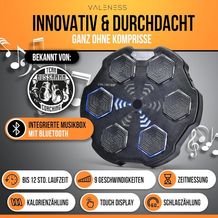 Музична бокс-машина VALENESS® – Smart бокс з музикою та LED, бокс-автомат для стіни, комплект з боксерськими рукавичками. Ідеальне тренування боксу вдома для дітей та дорослих (ручна музична бокс-машина)