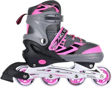 Дитячі ролики Street Rider Inlineskates, регульовані, рожево-сірий колір, розмір 33-36, Alurahmen, ABEC 7