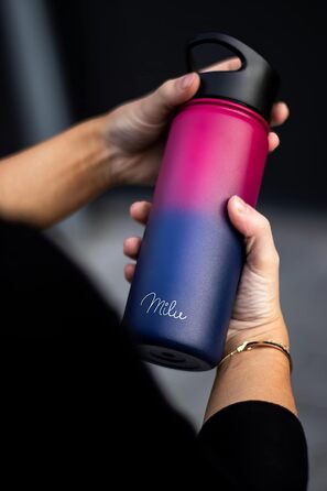 Термос Milu з нержавіючої сталі 1л Berry Blue, ізоляційна питна пляшка з трубочкою, 3 кришки, подвійні стінки, підходить для газованої води, не протікає