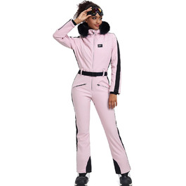 Жіночий гірськолижний костюм-комбінезон HOTIAN. Теплий, водонепроникний, вітронепроникний костюм для сноуборду та лиж. З капюшоном, рожевий колір.