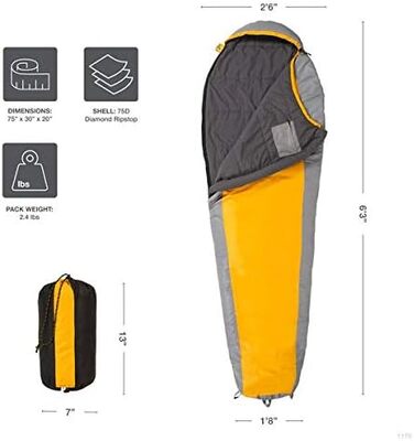 Спальний мішок TETON Trailhead -7°C / +20°F Ultraleicht, помаранчево-сірий, короткий