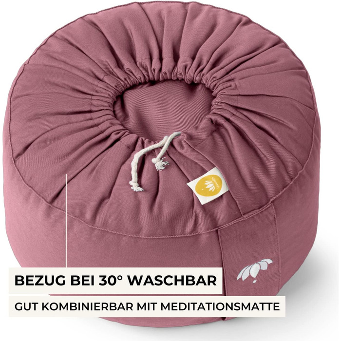 Медитаційний килимок Lotuscrafts® - високий (20 см), з пшеничною начинкою, для йоги та медитації, знімний чохол, сертифікат GOTS