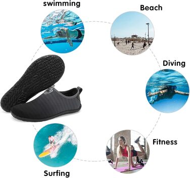 Водні шкарпетки Spesoul для жінок та чоловіків, дихаючі, швидковисихаючі, м'які, для піших прогулянок, плавання, пляжу, серфінгу, йоги, спорту (42/44 EU, Jb Blackgrey)