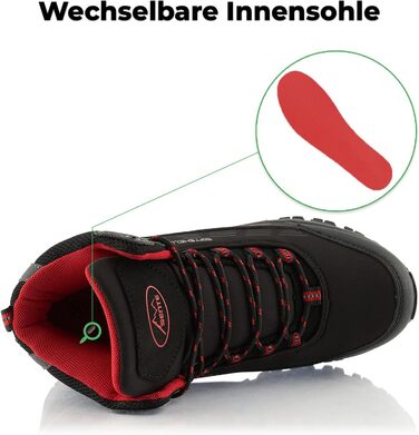 Черевики для піших прогулянок для жінок та чоловіків, водонепроникні зимові черевики, розмір 37 EU, чорний/червоний