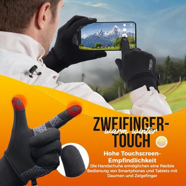 Рукавички PULIOU для чоловіків та жінок, зимові, теплі, для велосипеда, спорту, бігу, з сенсорним екраном, вітростійкі, антиковзні, чорні