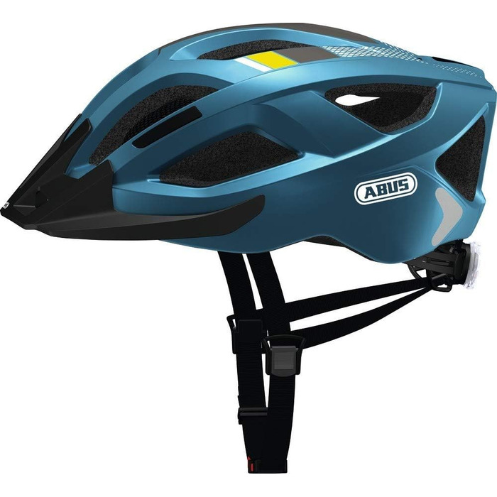 ABUS Aduro 2.0 — універсальний велосипедний шолом з підсвіткою, спортивний дизайн для міста, для жінок і чоловіків, синій (steel blue), розмір L (58-62 см)