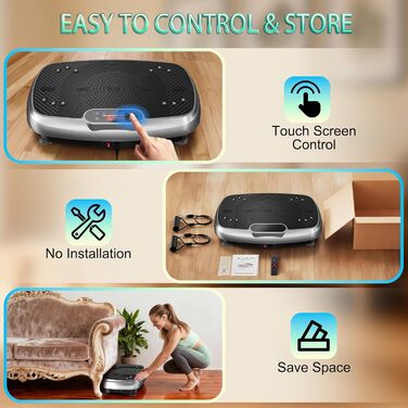 Віброплатформа для дому з подвійним мотором, 160 кг, для схуднення, тренування всього тіла та нарощування м'язів (Сірий)