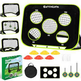 Дитячі футбольні ворота для саду, Pop Up ворота з 6 цілями та сумкою для перенесення, чорний колір (оновлена версія)