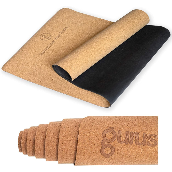 Килимок для йоги GURUS з корку, неслизький, товстий, для дому та фітнесу
