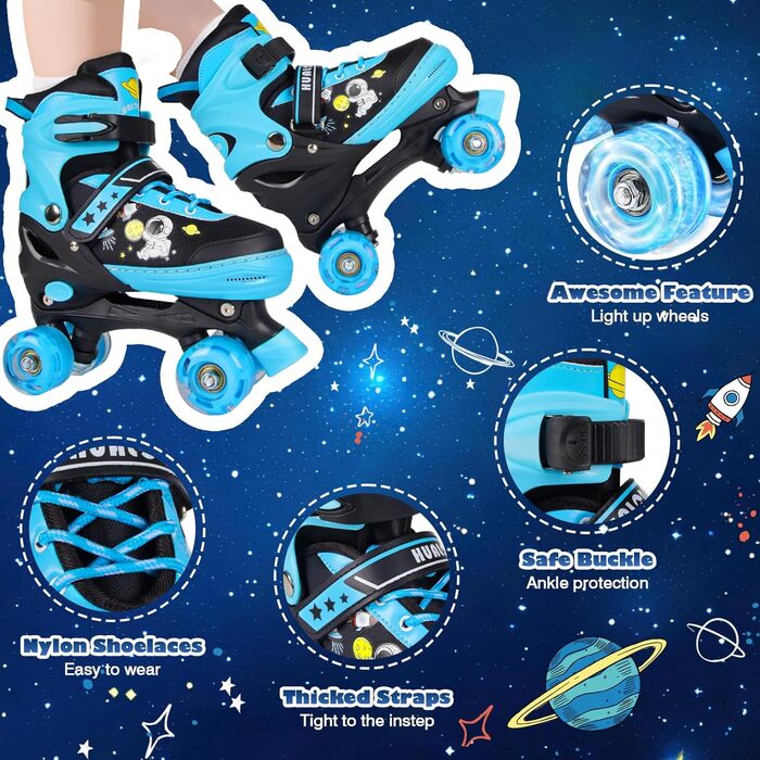 Дитячі ролики Kinder Rollschuhe, блакитні, регульовані, для дівчаток та хлопчиків, розмір 32-36 EU