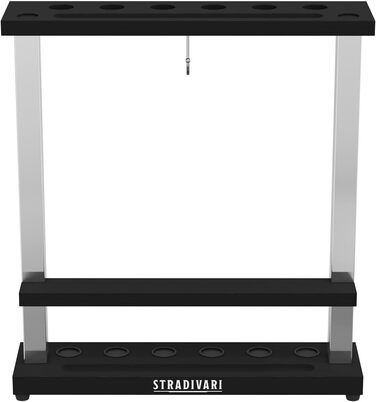Підставка для хвістків Stradivari Francesca | На 6 хвістків | Для різних довжин | З відсіком для кульок та щіток | Чорна, стійка, не потребує кріплення до стіни