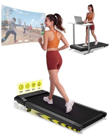 Складана бігова доріжка MJWW Raceable Walking Pad з нахилом 6-9%, потужність 2.5/3.0 HP, керування через додаток, AI-тренування, LED-дисплей, Jet Black 90 см, для дому та офісу