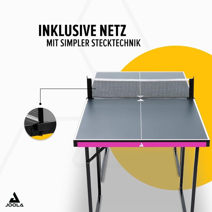 Стіл для пінг-понгу JOOLA Midsize, стіл для відпочинку, комплект з сіткою, чорно-фіолетовий