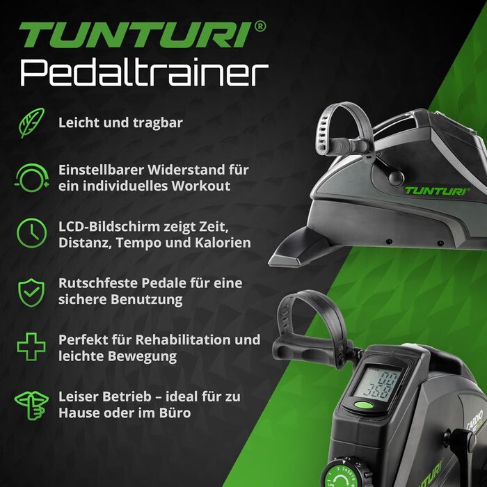 Домашній велотренажер-педальний тренажер Tunturi Cardio Fit M35 для рук та ніг, для літніх людей та реабілітації, з LCD-дисплеєм та регулюванням опору