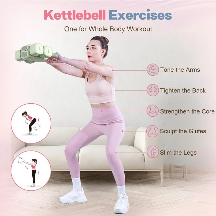 Регульований набір гантелей 2 шт. 4-в-1 для жінок, 0.9-2.3 кг, для дому