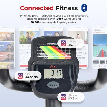 Еліптичний тренажер Sunny Health & Fitness SF-E905SMART з магнітною системою та підключенням до SunnyFit App