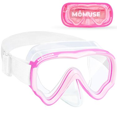 Дитячі окуляри для плавання MOMUSE з м'якою стрічкою, 3D-переніссям, антифог та небитними лінсами, рожеві (3-14 років)