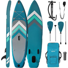 Надувна SUP-дошка ALPIDEX 305x76x15 см, до 150 кг, комплект: весло, плавці, насос, ремінець, сумка, ремонтний набір