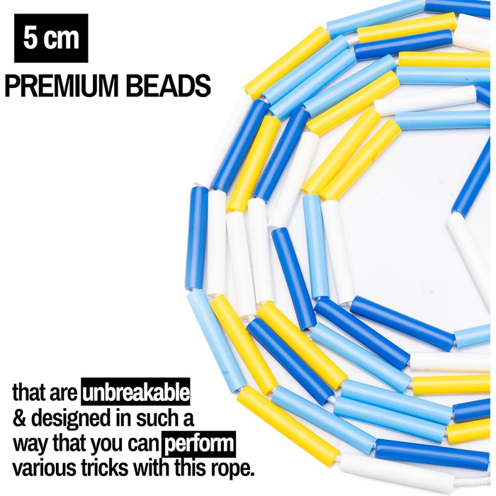Стрибкове канат Double Dutch BEAD, 4.90 м, чорний-аквамарин