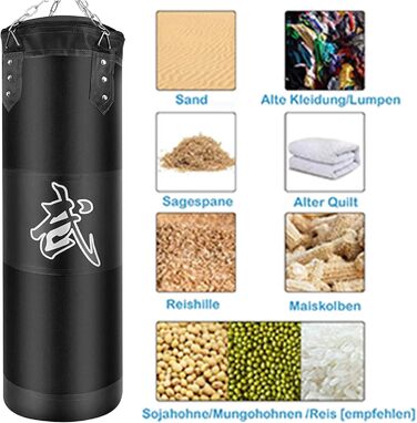 Боксерський мішок для підвішування (без наповнення) для MMA, Муай Тай, кікбоксингу. Комплект з міцною сталевою ланцюгом та чорним боксерським мішком + боксерські рукавички