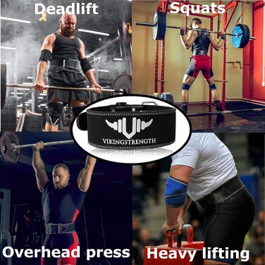 Пояс для важкої атлетики Vikingstrength Premium з петлями, для чоловіків та жінок, ідеально підходить для присідань, пауерліфтингу, кросфіту та станової тяги, розміри M-4XL + додаток V-Strength Workout