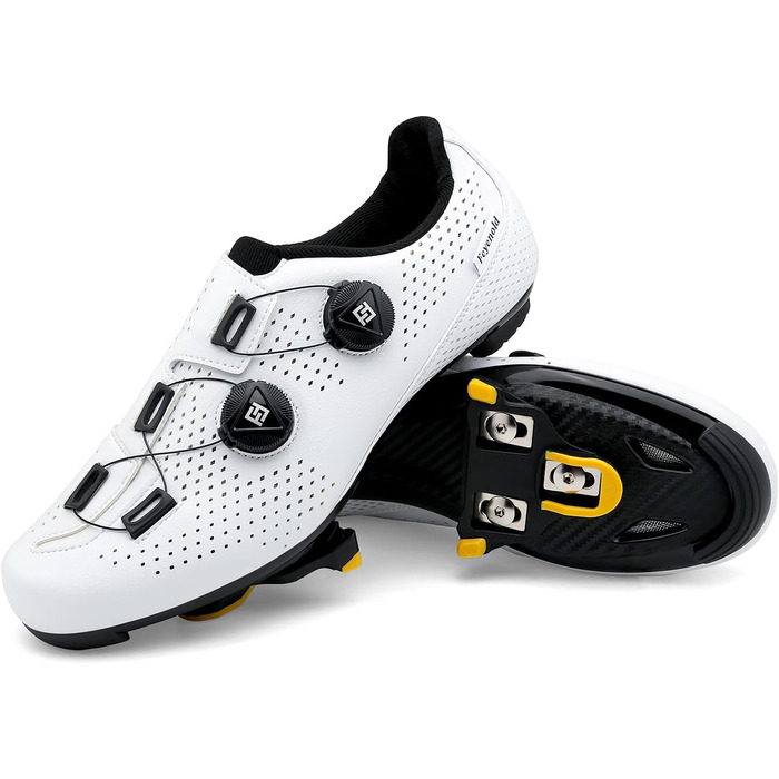 Велотуфлі для чоловіків та жінок, сумісні з SPD-SL/Look KEO, з кріпленнями, розмір 43 EU, білі