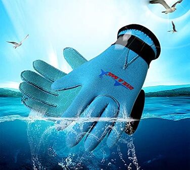 Дитячий неопреновий гідрокостюм та рукавички 3мм, антиковзаючі, для водних видів спорту, плавання, серфінгу, снорклінгу, вітрильного спорту, блакитний, M (6-9 років)