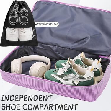 Спортивна сумка YOUYIKE для жінок та чоловіків 20-35Л, дорожня сумка з вельвету з відділенням для взуття та вологих речей, сумка для фітнесу, тренувань та подорожей (Коричнева, Лілова)