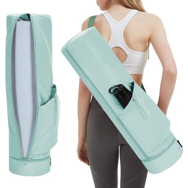 Сумка для йоги Yogatasche Damen м'ятного кольору з відділенням для мокрого одягу, тримачем для пляшки та повноцінною блискавкою, для килимка для йоги з регульованим ременем