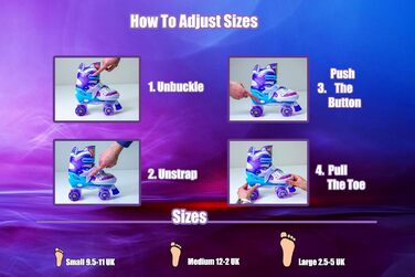 Дитячі ролики-хвіст русалки Scale Sports для дівчаток, регульовані, з підсвічуванням, фіолетові (2.5-5 UK)