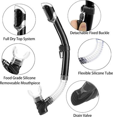 Набір для снорклінгу для дорослих з ластами, маскою та сухим трубкою, сумка в комплекті