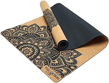Йога-мат Yoga Design Lab з корку, екологічний, для хот-йоги, бікрам, аштанга, преміум якість, з ременем для перенесення