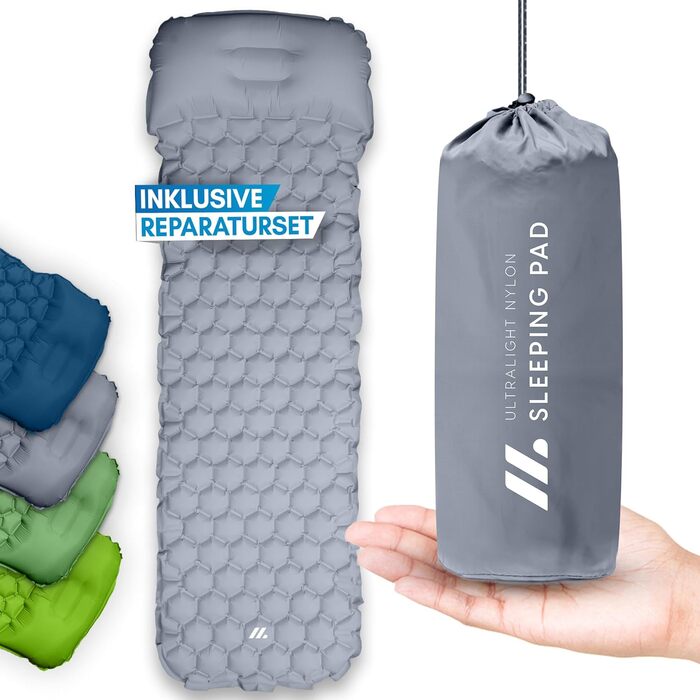 Килимок туристичний NORDMUT® Isomatte Outdoor з ремкомплектом | Легкий килимок для кемпінгу та піших прогулянок - компактний, сірий
