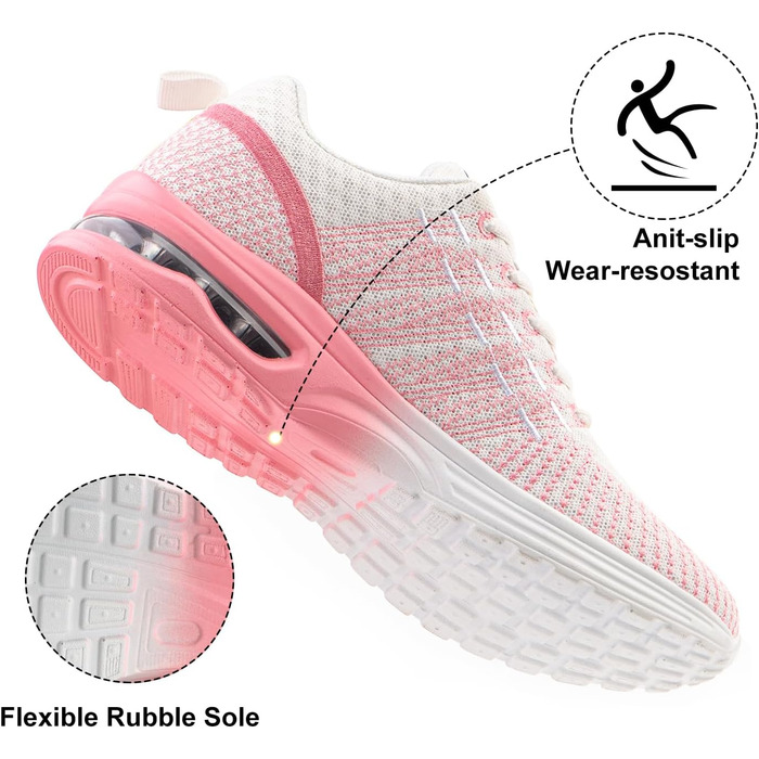 Жіночі кросівки для бігу Hitmars: спортивні, дихаючі, з амортизацією, неслизькі, легкі, для бігу по вулицях, фітнесу, ходьби, розмір EU 36-42, рожевий колір, 39 EU