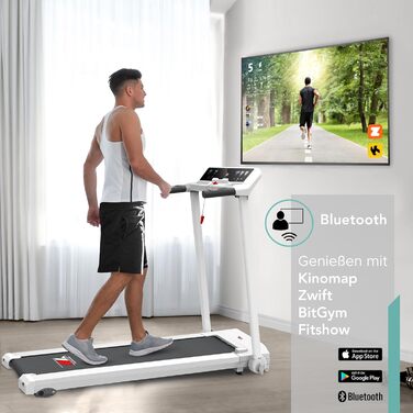Біговий тренажер YM Next 4000 з електричним приводом, Kinomap & Zwift, 14 програм тренувань, міцний, економія місця