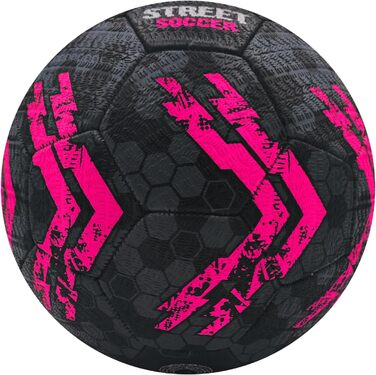 М'яч для вуличної футболу Optimum Unisex – високоякісний, зносостійкий гумовий м'яч, довговічний протектор, ідеальний для бетону та асфальту, універсальний, багатокольоровий (5 шт. чорний / рожевий)